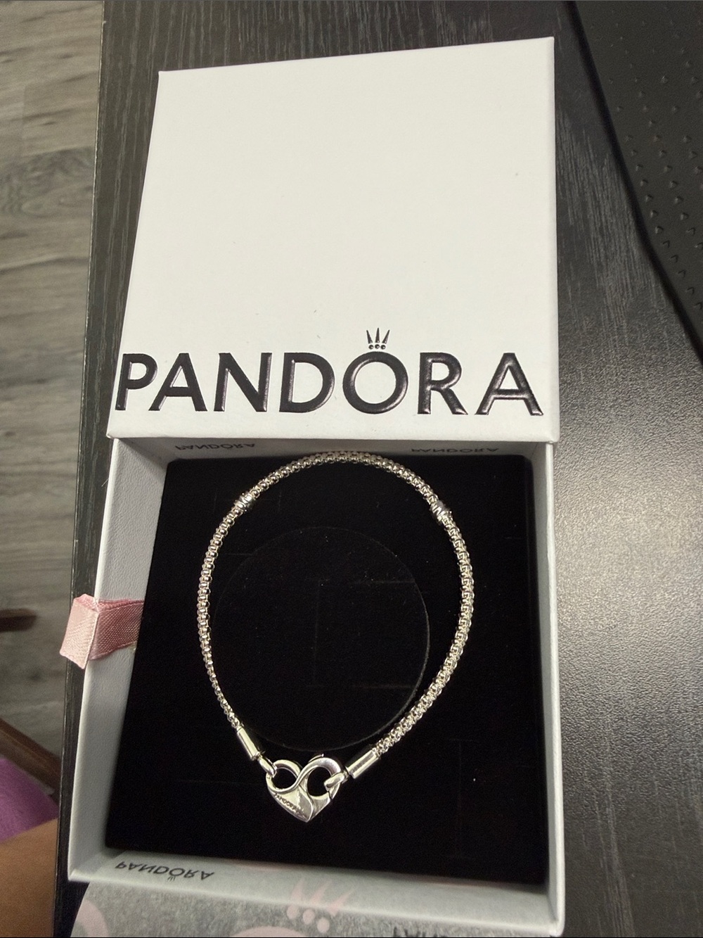 Pandora Silver Heart Lock Bracelet - 7 1/2”